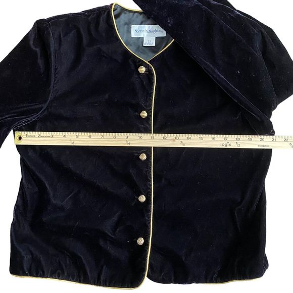 Vintage Norton McNaughton Velvet Cropped Jacket L Purple Gold Button Up Fairy - Picture 5 of 8